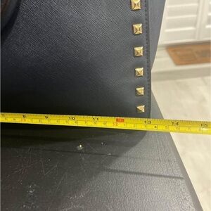 Designer Black Handbag with Gold Studs